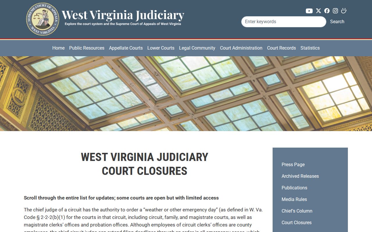 Tyler County court schedule closure status filters