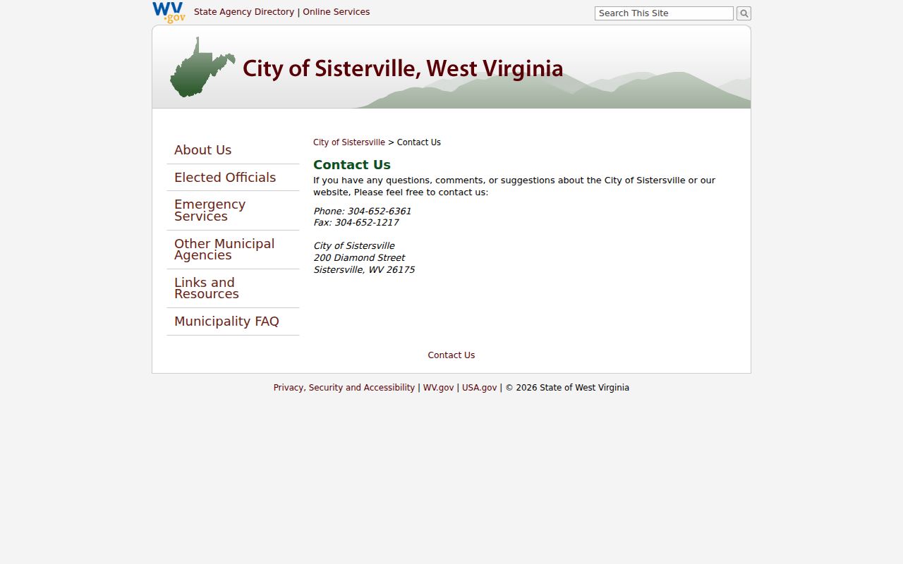 Sistersville court records City Hall contact details